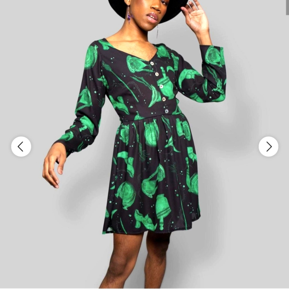 Cosmic Drifters wicked witch print dress